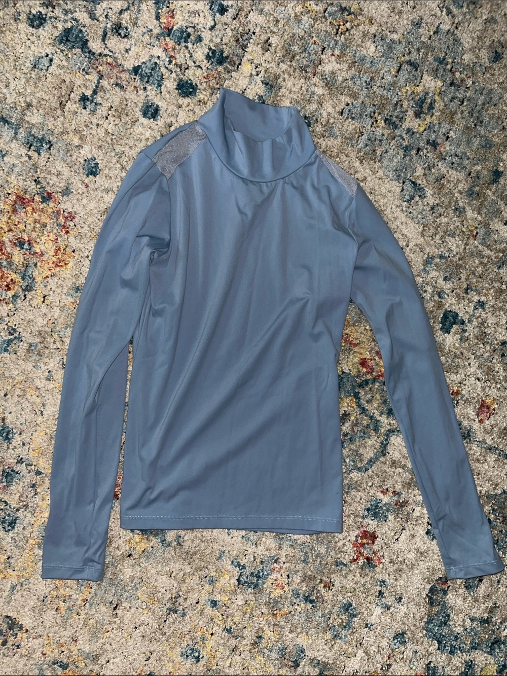 Long-Sleeve Mock Neck Performance Top - Slate Blue
